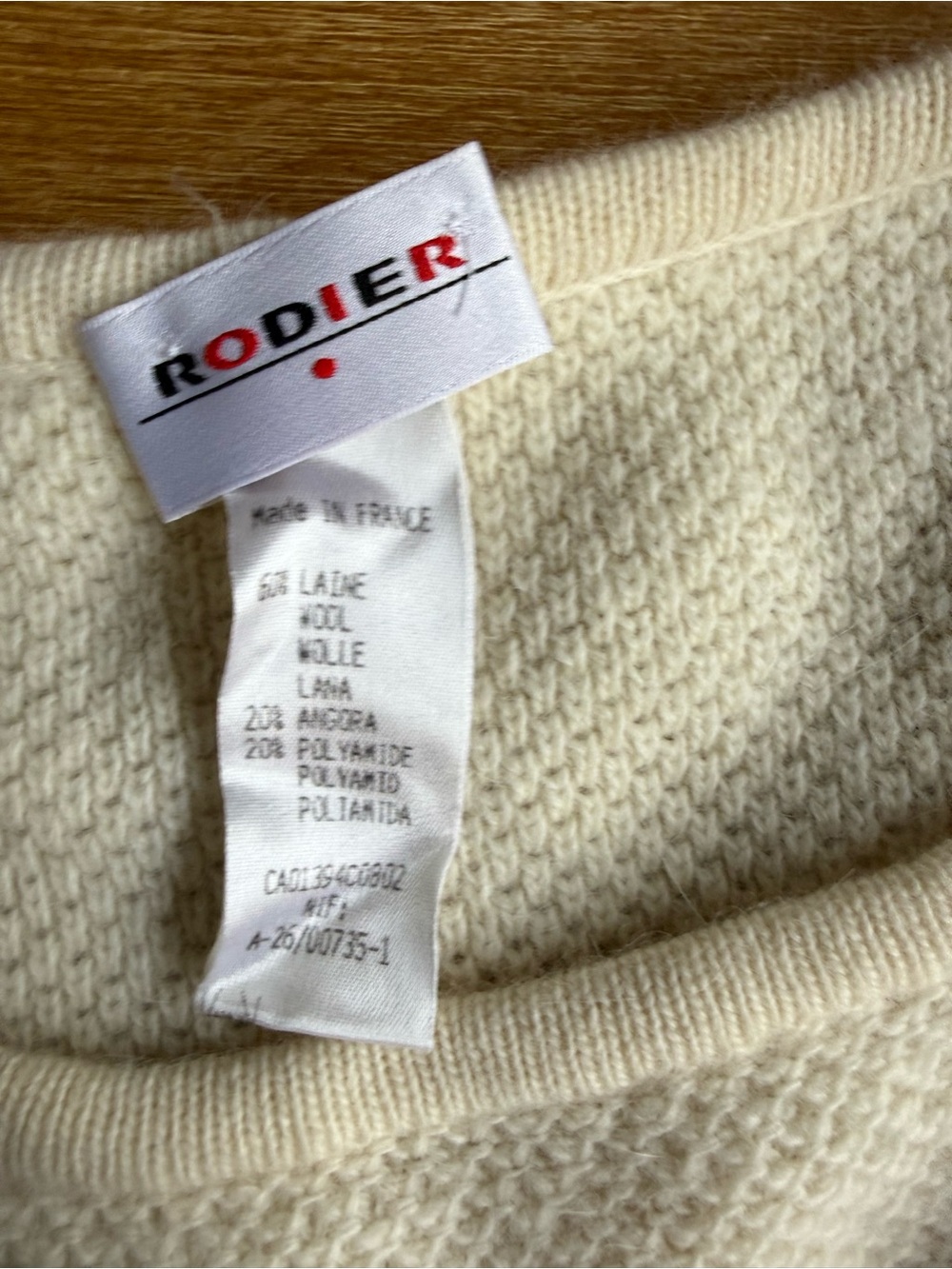 RODIER Cream Textured Crewneck Sweater - Picture 2 of 4